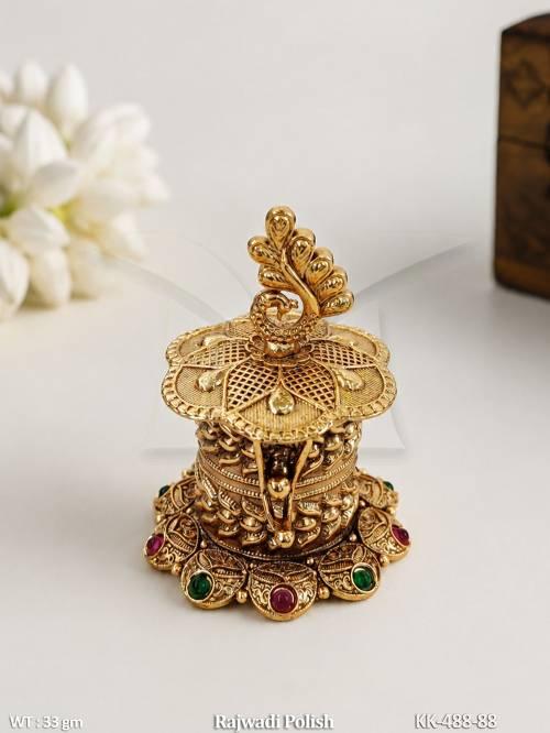 Royal Peacock Design Antique Sindoor Box